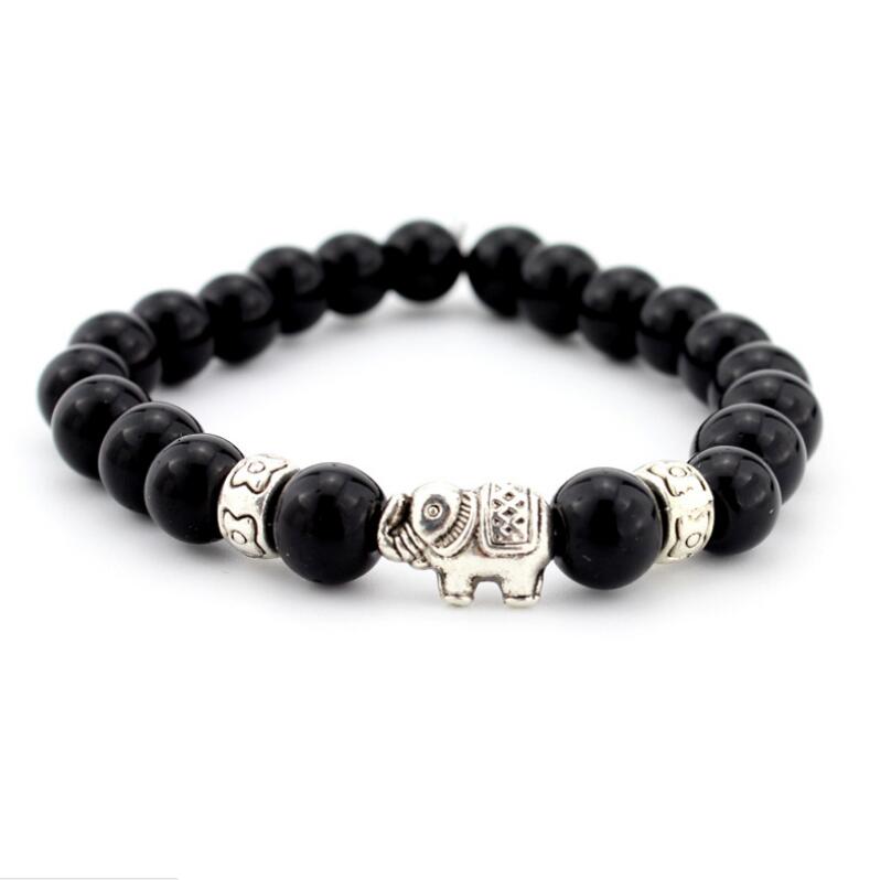Lava Stone Bracelet, Natural Agate Elephant Bracelet