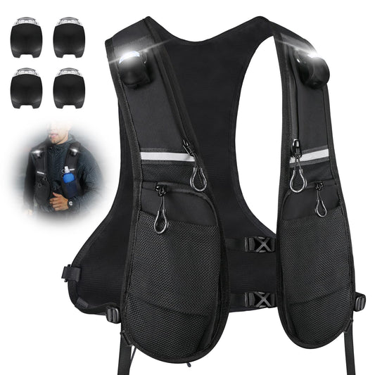 Running Vest Running Vest for Women and Men Hydration Vest Pack Backpack with LED Light and ice Sensation Towel Reflective LED Running Vest Cycling Climbing Hiking Running Vests