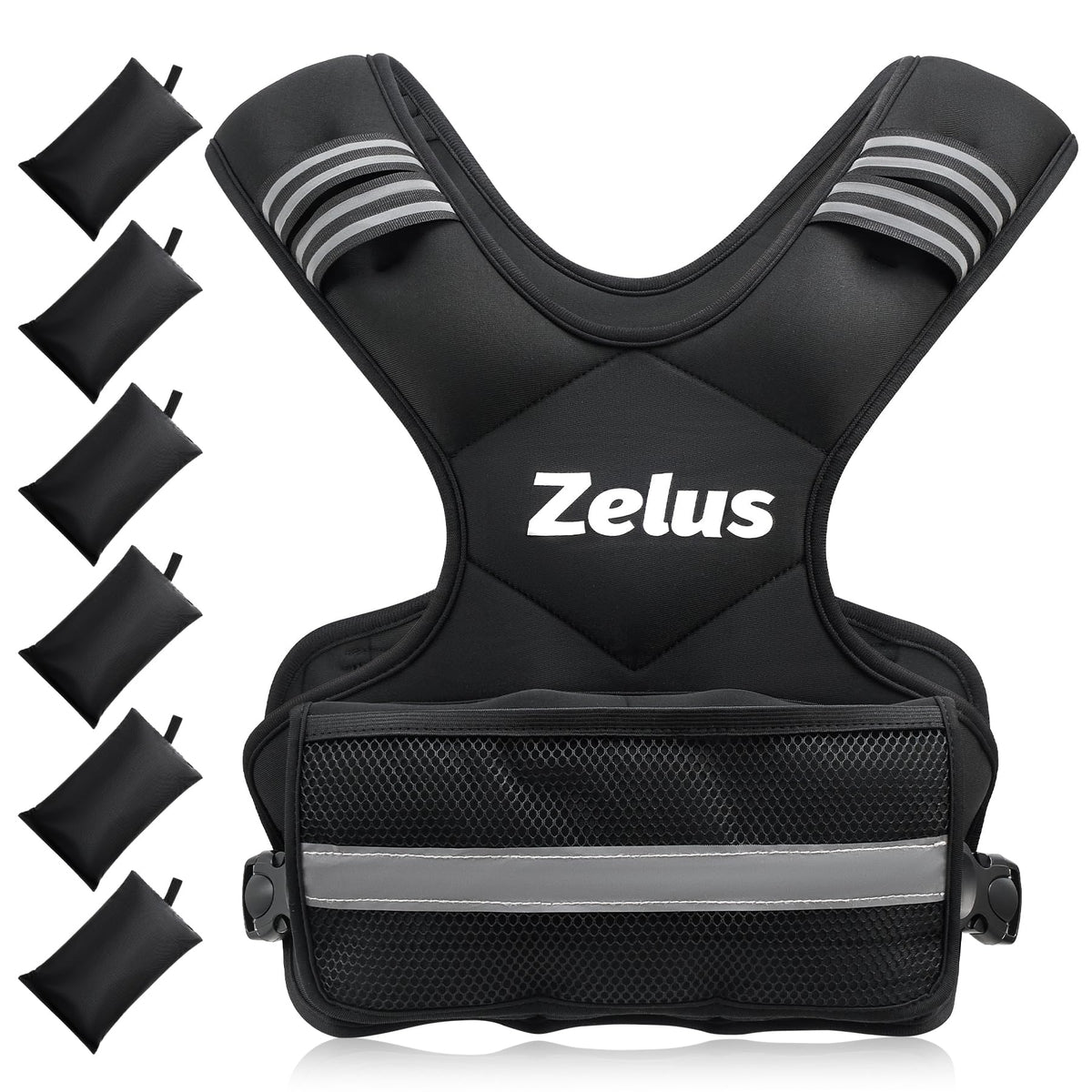 Weighted Vest for Men and Women | 4-10lb/11-20lb/20-32lb Vest with 6 Ironsand Weights for Home Workouts | Adjustable Body Weight Vest Exercise Set for Cardio and Strength Training (11-20 lb.)