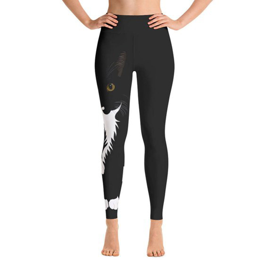 Yoga Leggings with Cat Print