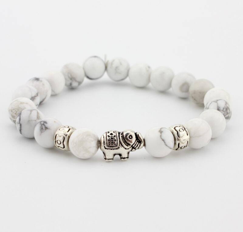 Lava Stone Bracelet, Natural Agate Elephant Bracelet